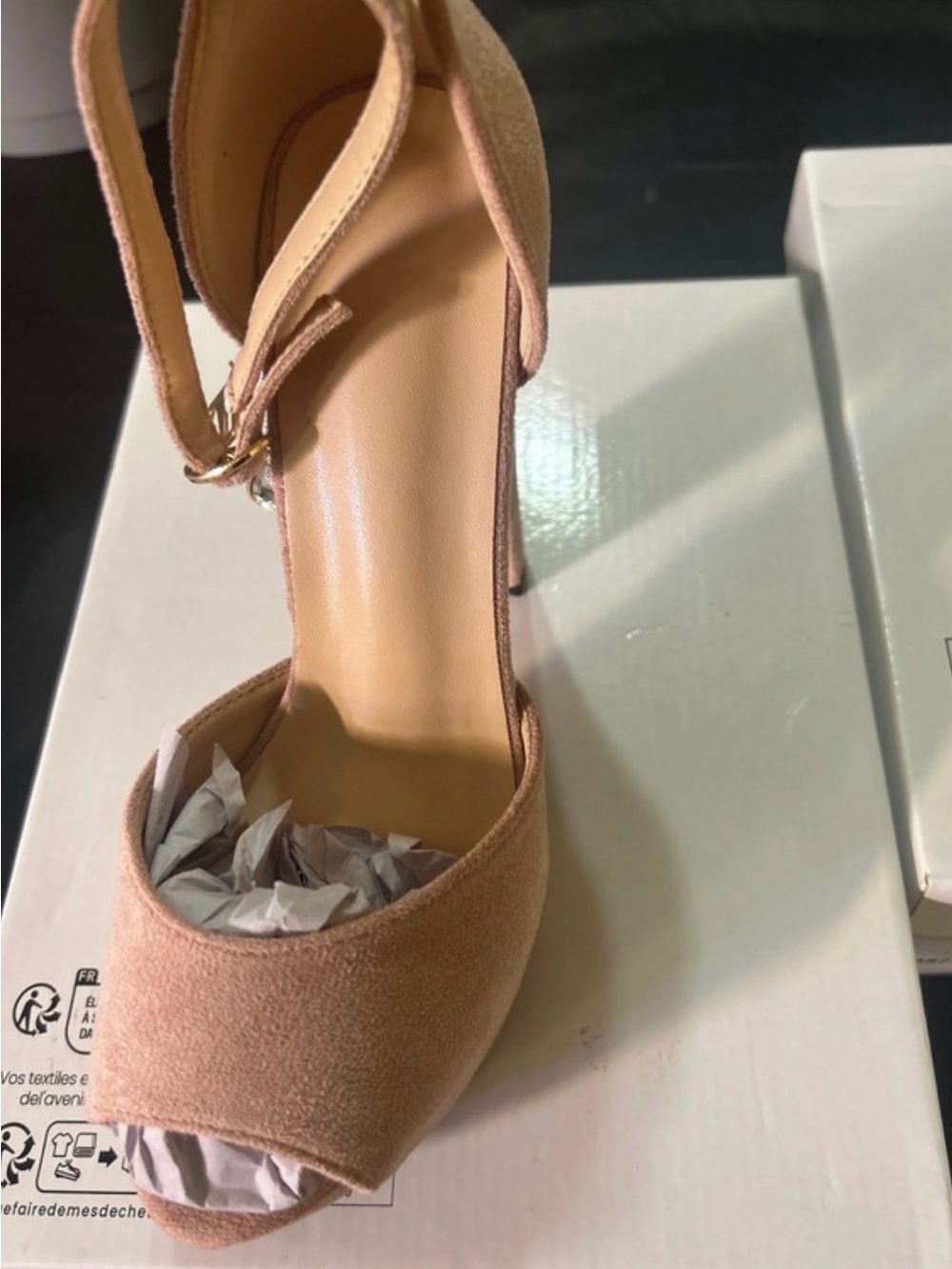 SHEIN Blush Open-Toe Ankle-Strap High Heels